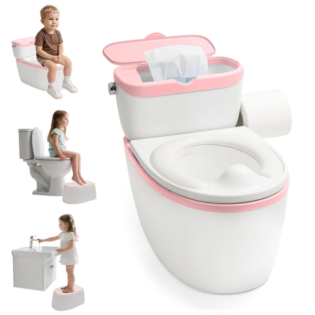 Inodoro para Entrenamiento de Niños TOSGN 3-en-1 con Sonido de Descarga y Portarrollos