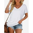 thumbnail image 6 of Women's V Neck Oversized T-Shirts Summer Short Sleeve Shirts Loose Casual Tops Tee, 6 of 6