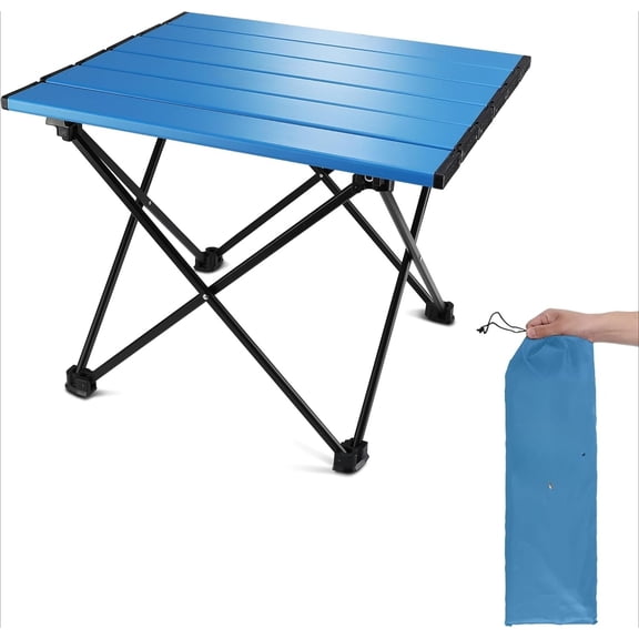 Portable Camping Side Table, Ultralight Aluminum Folding Beach Table with Carry Bag for Outdoor Cooking, Picnic, Camp, Boat, Travel