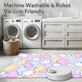 thumbnail image 5 of ODIKA 3'x5' Machine Washable Non-Slip Area Rug, Pastel Dreamscape Interlocking Swirl with Cloud Motif Accents High Traffic Rug, Pink, 395608, 5 of 5