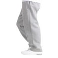 thumbnail image 2 of Men Autumn Casual Sweatpants Solid Color Elastic Middle Waist Loose Joggers Trousers Plus Size, 2 of 6