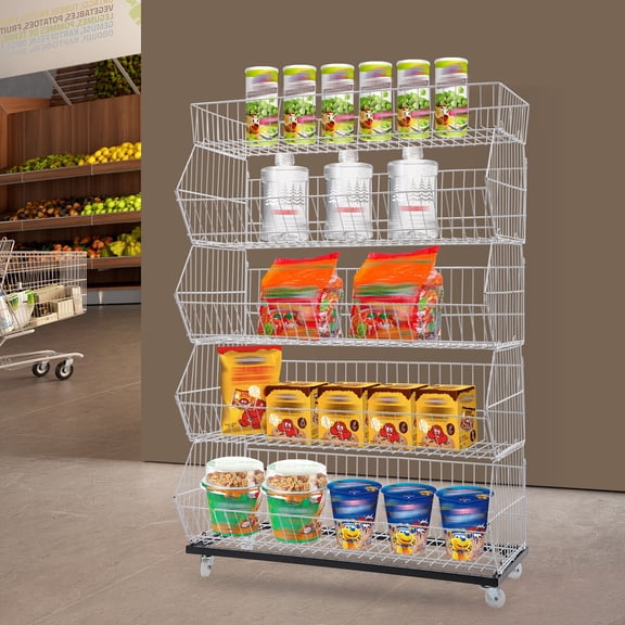 Modern Style Retail Display Rack, 5-tier Retail Display Rack, Retail Display Shelf with Wheels