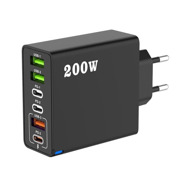 200W Charger Super Fast Wall Charging USB C Multi-Port Mobile Phone Charger