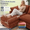 thumbnail image 6 of Aukfa 106" Sectional Sofa Deep Seat U shape Couch for Living Room, USB&Type-C Ports, 4 Lumbar Pillows, Storage Ottoman, Overstuffed Chenille, Orange, 6 of 9