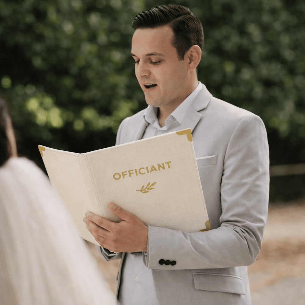 Officiant Binder, Linen 3 Ring Folder with Gold Foil Stamping, Wedding Officiant Binder for Ceremony Scripts, Vows and Documents