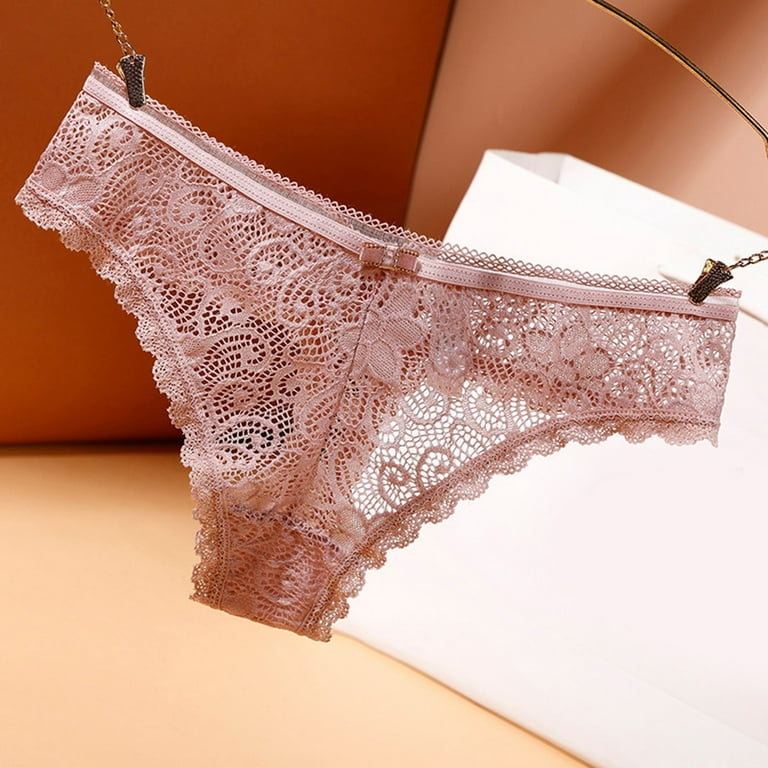 CLZOUD Graceful Underwear for Women Pink Lace New Fashion Lace Lingerie  Underwear Lace Pants Lace Low Waist Underwear L