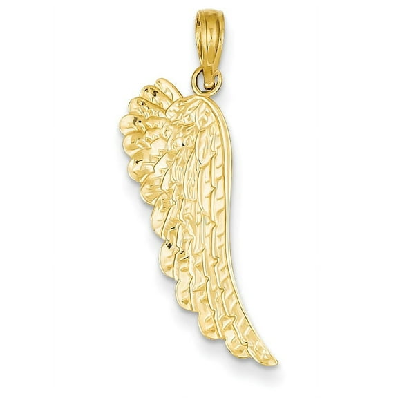 14K Yellow Gold Angel Wing Pendant Charm