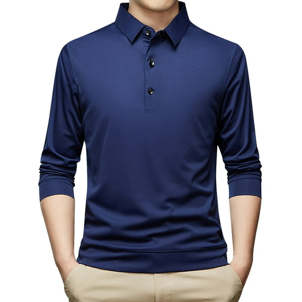 Camisa de manga larga con botones para hombre - Corte regular informal de negocios - Mezcla de poliéster y algodón, tallas M-XXXXL