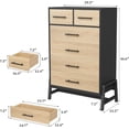 thumbnail image 2 of EastVita 6 Dresser for Bedroom Freestanding 46.6 in Tall Drawer Dresser with Storage Wooden Closet Storage Chest for Home Office Natural Oak and Black, 2 of 6