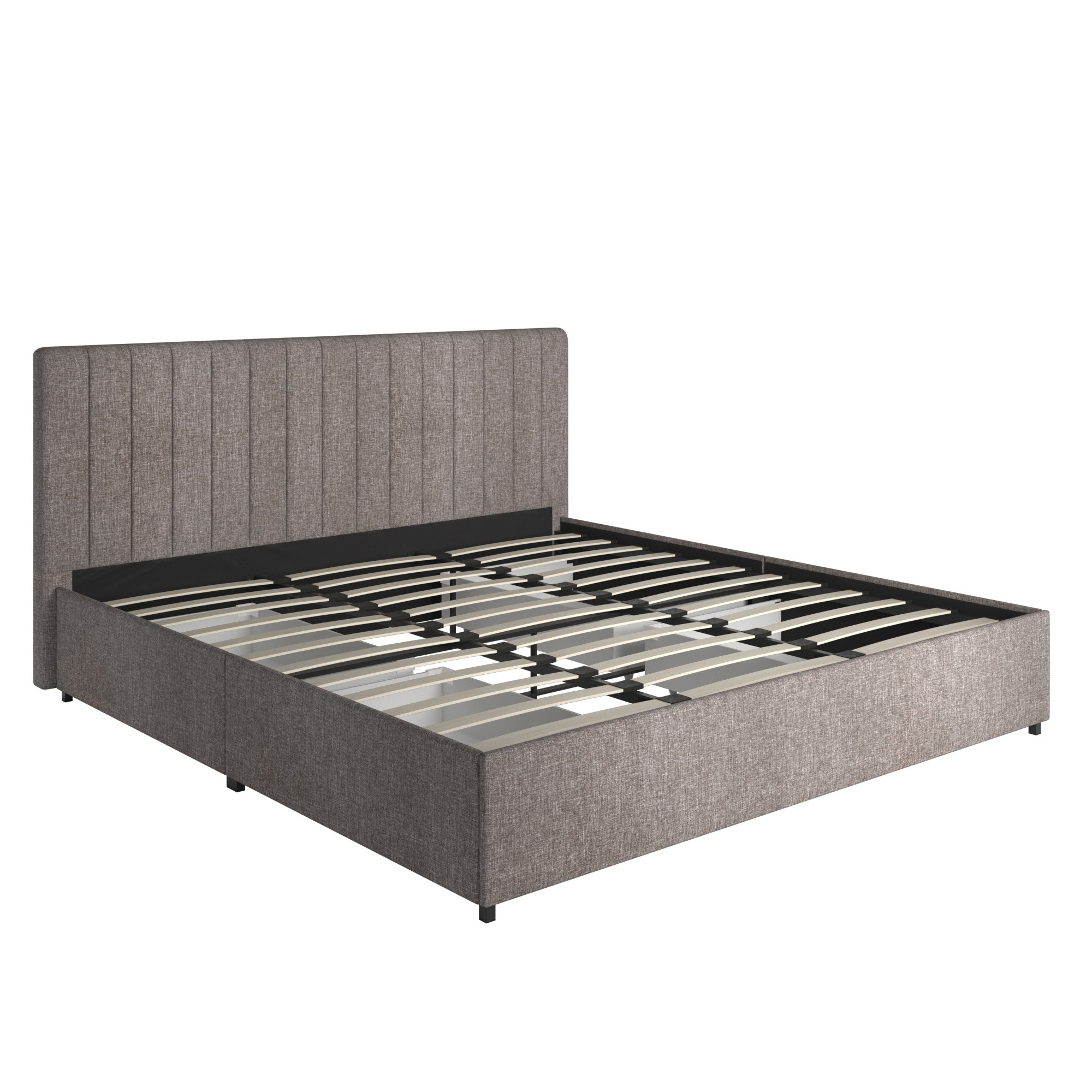 Weston Home Gaylen Grey Linen Upholstered Storage Platform King Bed ...