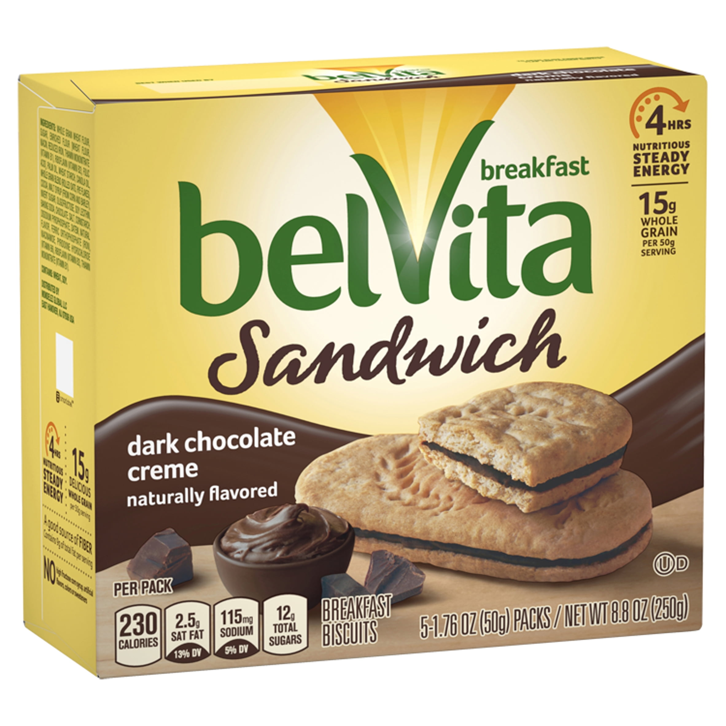 belVita Sandwich Dark Chocolate Creme Breakfast Biscuits, 5 Packs (2 Sandwiches Per Pack
