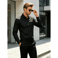 thumbnail image 5 of Men Stretch Non‑Iron Long Sleeve Dress Shirts, Classic Fit Pocket Design Work Shirts For Office, Wedding, Daily Wear, 5 of 6