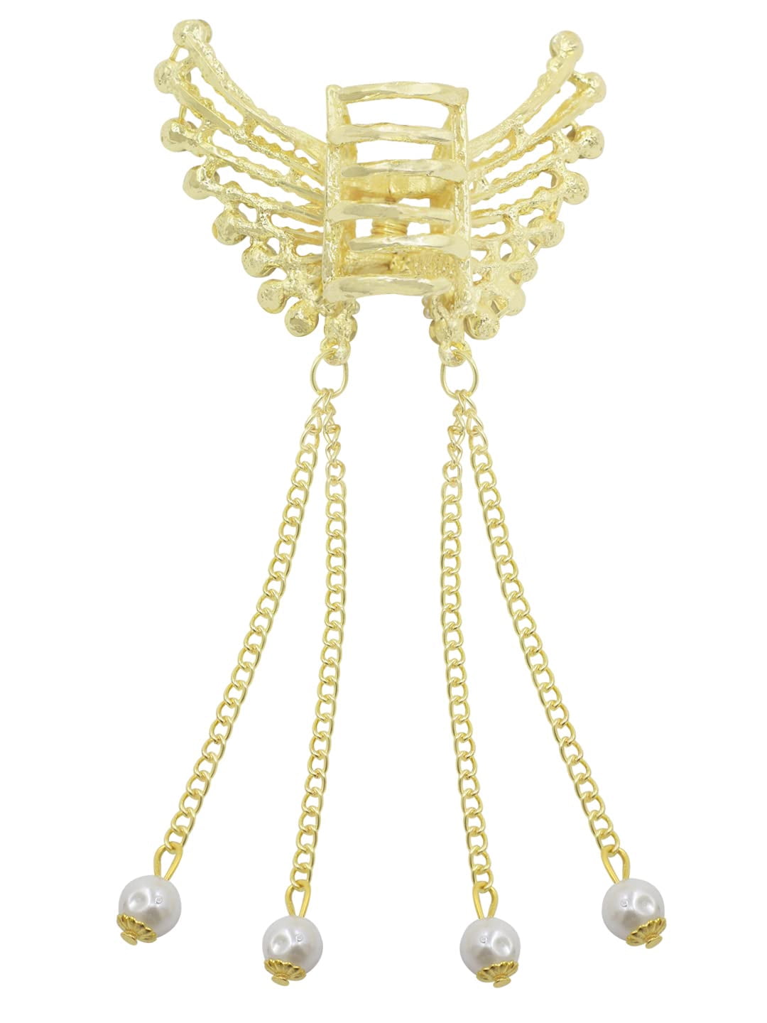 Radhna Attractive Wedding Claw Clip Butterfly Tassel Design Hair Clip Stone & Pearl Accessories Clutcher | Metal Hair Clip for Women & Girls