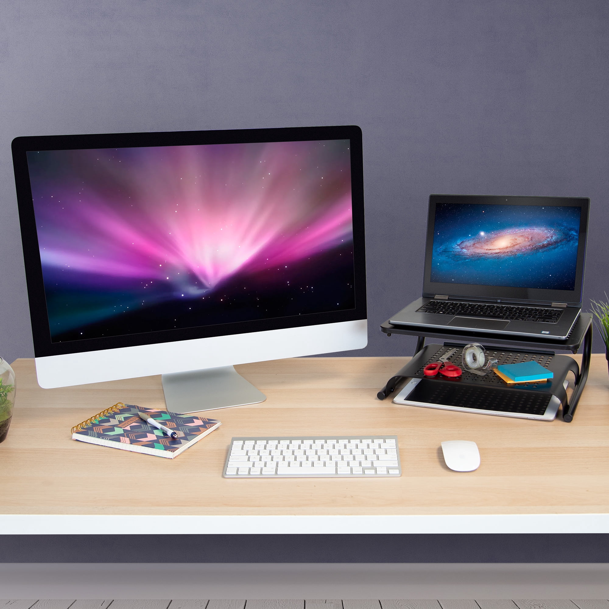 Mount-It! Two Tier Monitor Riser | Fits 13-32 Inch Screens | Storage Shelf
