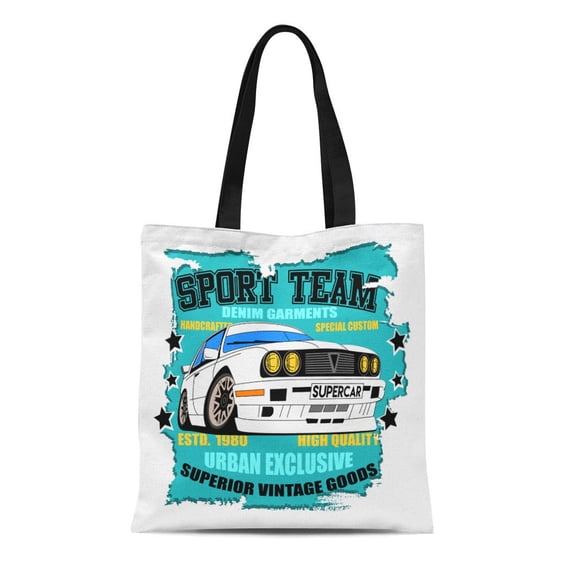SIDONKU Canvas Tote Bag Red Rally Racing Car Transportation Speed Auto Automobile Black Reusable Shoulder Grocery Shopping Bags Handbag