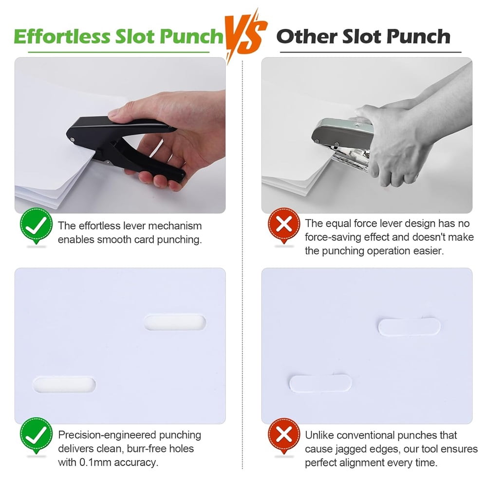 Badge Hole Punch, Slot Puncher for Id Card, PVC Slot and Paper, Heavy-Duty Hole Punch for Pro Use black 15*4mm