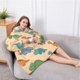 thumbnail image 5 of Oversized Wearable Blanket Hoodie,Beige Dinosaur Text Pattern Sherpa Blanket Hoodie with Super Pockets,Super Warm Fuzzy Pullover for Women & Men, 5 of 6