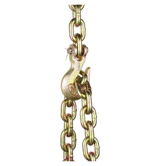 G80 Binder Chain 3/8" x 10.3' 7100lbs Tie Down Tow Chain with Hooks - Heavy Duty Transport Chain for Cargo Control