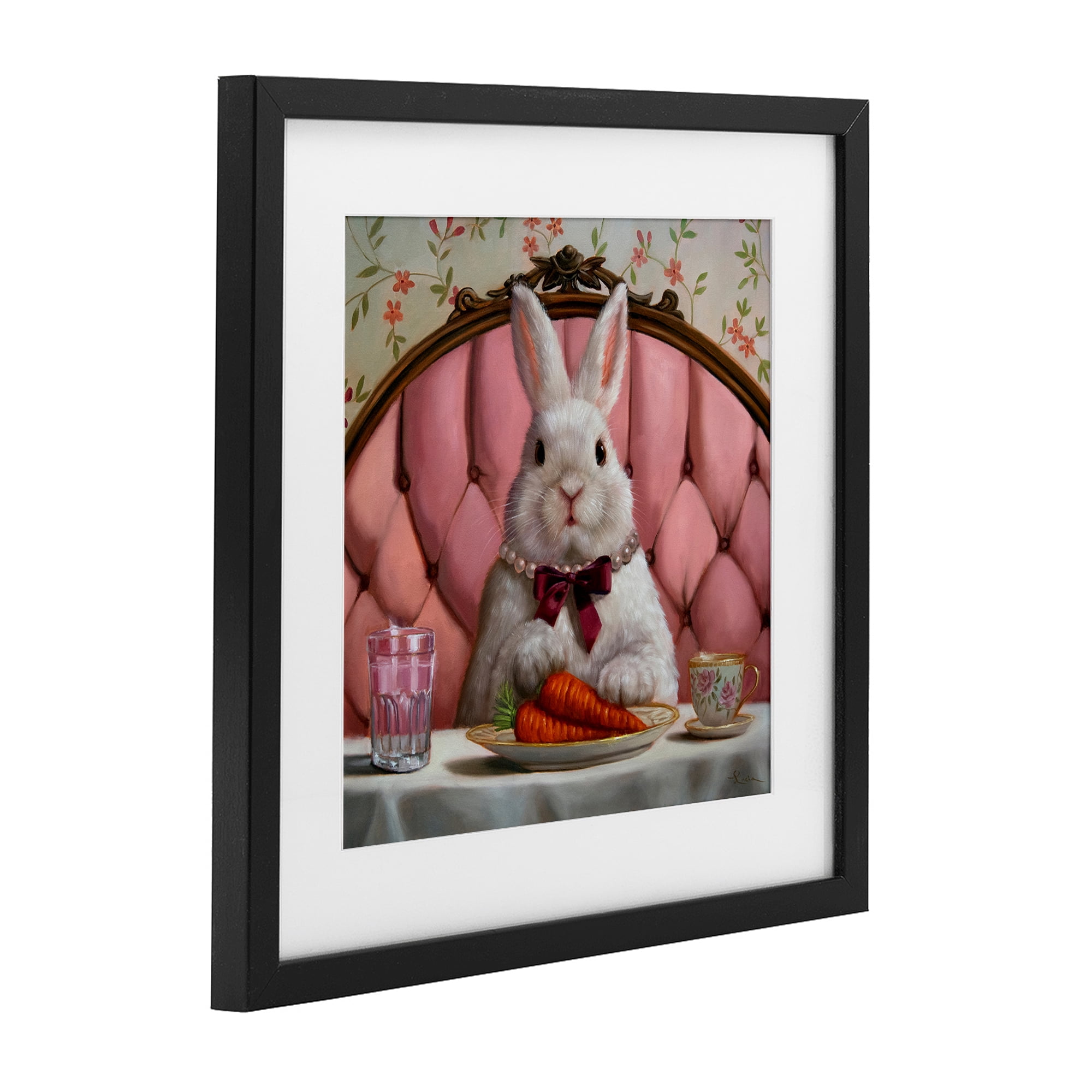 Stupell Industries Bun Appetit Rabbit Dining Black Framed Print Under Glass, design by Lucia Heffernan