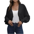 thumbnail image 2 of Tumotour Bolero Shrug Cropped Cardigan for Women's Irregular Hem Long Sleeve Open Front Outerwear Coats Fall Lightweight Kint Cardigan Sweater, 2 of 5