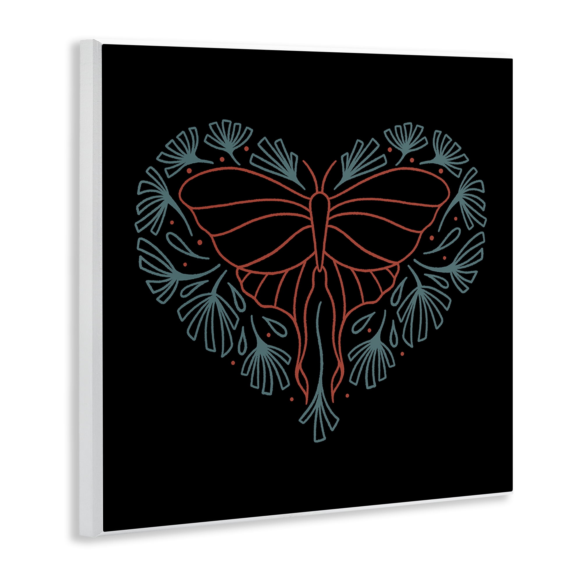 Stupell Industries Heart Shaped Celestial Moth Animals Painting Unframed Art Print Wall Art, 12 x 12