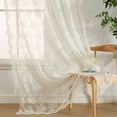 thumbnail image 2 of THD Joelle Floral Soft Decorative Lace Semi Sheer Light Filtering Rod Pocket Window Treatment Curtain Drapery Panels for Bedroom & Living Room - Set of 2 Panels (54 x 96 inches Long, White), 2 of 6