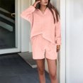 thumbnail image 2 of Kmdttou Sweatsuits Fashion Cozy for Women' Fall And Winter Casual Solid Color Fashionable Knitted V-neck Sweater Shorts Two Piece Set Suit on Clearance!, 2 of 6