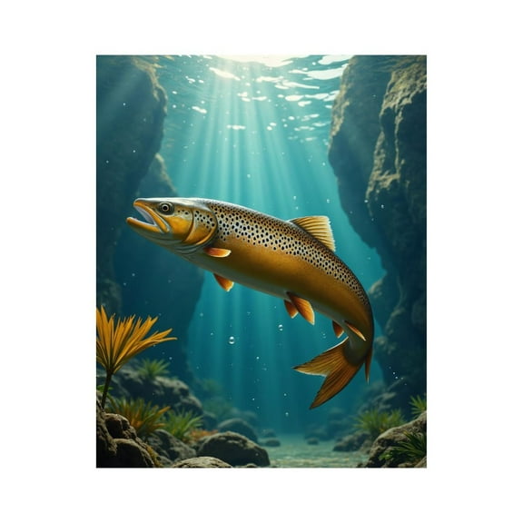 Paint by Numbers Kit for Adults, Underwater Trout Sunlit Serenity Paint by Numbers, Easy Paint by Numbers Kit for Adults Beginner, DIY Adult Paint by Number Kits on Canvas, 12x16in Home Decor