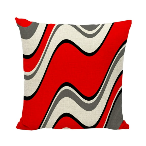 Matoen Decorative Throw Pillow Covers Red Geometric Pillowcase Cushion Case Square for Couch Sofa Bed Living Room Bedroom, 18x18 Inch