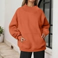 thumbnail image 5 of Fiaer Sweatshirts Womens Oversized Crew Neck Pullovers Long Sleeve Solid Color Warm Fashion Pocket Tops Orange L, 5 of 6