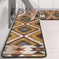 thumbnail image 2 of Kitchen Rugs Sets Of 2,Brown Geometric Triangle Diamond Pattern Anti Fatigue Kitchen Mat Rugs Non Slip Washable,Decorative Kitchen Floor Mats for Kitchen,Sink,Laundry,17"x47"+17"x47", 2 of 5
