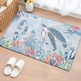 thumbnail image 5 of Sea Turtle Front Door Rugs 2x3 ft Watercolor Seaweed Fish Coral Seahorse Blue Letter Texture Small Rug for Entryway Non Slip Washable Bathroom Door Mat Absorbent Floor Mat for Indoor Entrance, 5 of 9