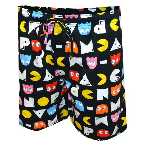 MJC Mens Pacman and Ghosts Black Sleep Jams Lounge Shorts (Small)