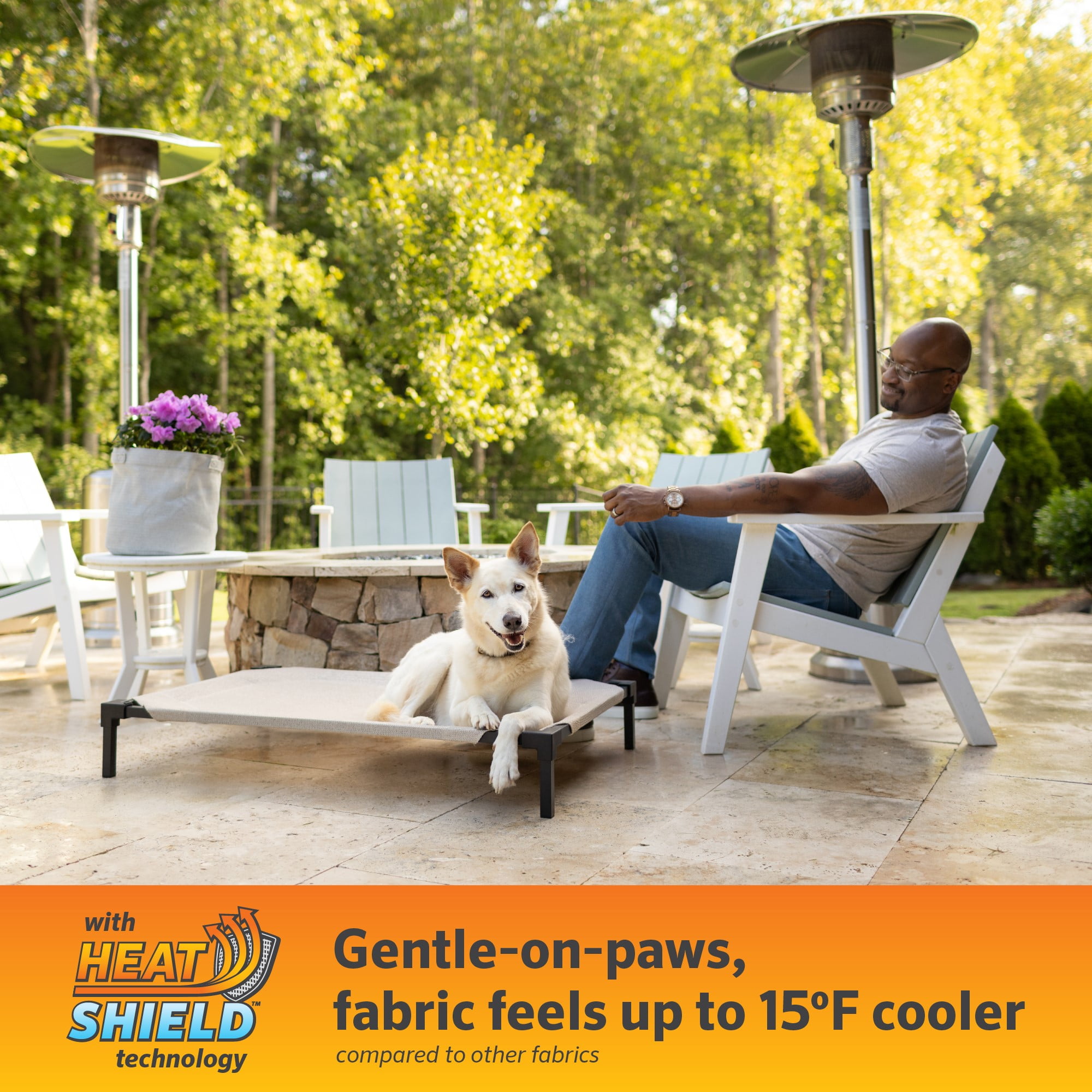 Coolaroo Cooling Elevated Dog Bed PRO with Heatshield, Fits in 48in Crate, Easy Assembly, Glacier Grey