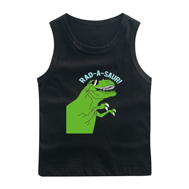 Économies d'Été! SROBPTY Garçons Filles Chemises d'Été Hauts, T-Shirt de Base à Col Rond d'Été pour Enfants à la Mode Sans Manches pour Garçons Noir, 3 Ans