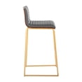 thumbnail image 2 of Mason Mara 30" Contemporary Fixed-Height Barstool in Gold Metal, Walnut Wood and Grey Faux Leather by LumiSource - Set of 2, 2 of 4