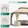 thumbnail image 2 of LazySunsets 12'x 10' Patio Gazebo Double Roof Protection All-Weather Outdoor Shelter Features Insect Screens for Backyard, Lawn, (Beige), 2 of 9