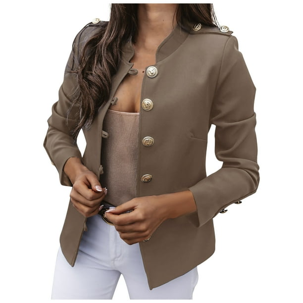Mostrarte Rubí yermo Womens Casual Office Blazers Slim Single Breasted Lapel Cardigan Jacket  Solid Color Long Sleeves Formal Ladies Business Suit - Walmart.com