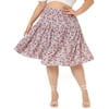 MODA NOVA Juniors Plus Size Floral Elastic High Waist Tiered Midi Skirt Fuchsia Pink 1X