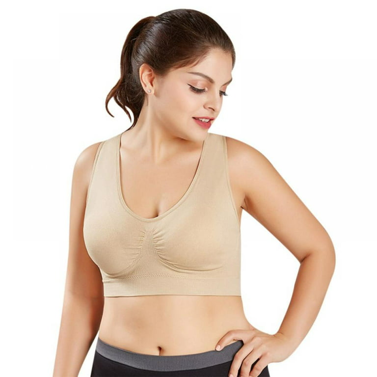 Ultimate Comfy Sports Bras for Women,Plus Size Seamless Comfortable Yoga Bra  with Removable Pads 