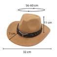 thumbnail image 6 of D-GROEE Womens Mens Cotton Western Cowboy Hat Felt Hat Outdoor Cow-head Decor Wide Brim Hat with Strap, 6 of 8