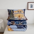 thumbnail image 5 of Manfei Cartoon Snowman Queen Comforter Set,Christmas Print Comforter Sets Queen,Navy Blue Reversible,3-Piece,1 Comforter and 2 Pillowcases, 5 of 7