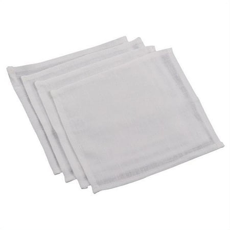 Saro Lifestyle 1905.W6S 6 in. Square Classic Everyday Linen Cocktail Napkin Set, White - Set of 4