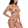thumbnail image 2 of Wukai Hand Drawn Tomatoes Women's Bikini Set Two Piece,wimsuit High Waisted V Neck Twist Front Adjustable Spaghetti Straps Bathing Suit-Small, 2 of 7
