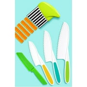 5 Pcs Kids Knife Set, Kids Safe Cooking Knives, Nylon Kids Kitchen Knife with Crinkle Cutter, Serrated Edges Plastic Toddler Knife Kids Knives for Real Cooking & Cutting Fruit, Bread, Lettuce, Type 1