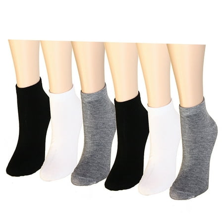 Falari - 12 Pairs Women's Socks Assorted Colors Size 9-11 (Black Grey ...