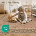 thumbnail image 4 of ODIKA 5'x7' Washable Area Rug Coral Elegance with Taupe Floral Accents Classic Garden Motif Detailed Border Design for Guest Room, Lounge, Apartment, Non-Slip Low Profile, Stain Resistant, 4 of 7