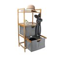 thumbnail image 5 of BIGTREE 3-Tier Storage Basket Dressers Unit Bathroom Bamboo Tower Fabric Drawers Storage Shelf, New, 5 of 8