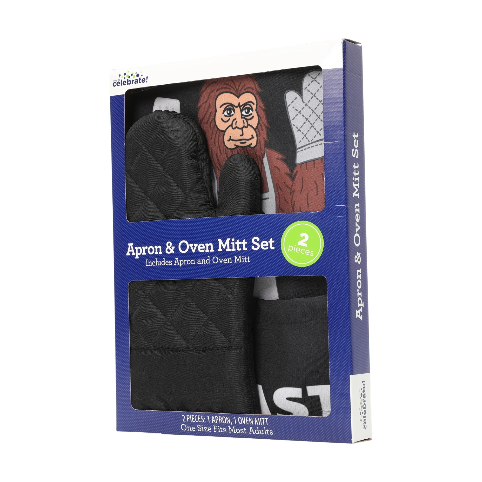 Beast of The Grill Apron and Oven Mitt Set, Black, Father's Day by Way To Celebrate