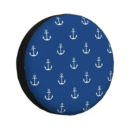 Spare Tire Cover trendy white anchor blue Wheel Cover Tire Covers for Trailers Car Truck Camper Universal Tire Covering Fits Diameter 17 inch